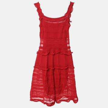 Lanvin Red Knit Knee-Length Dress TL