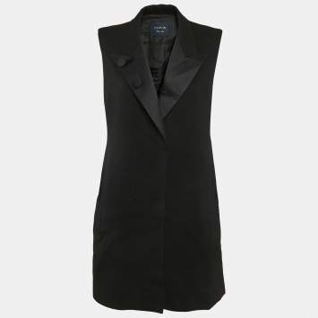 Pre Owned Lanvin Black Wool Sleeveless Coat L
