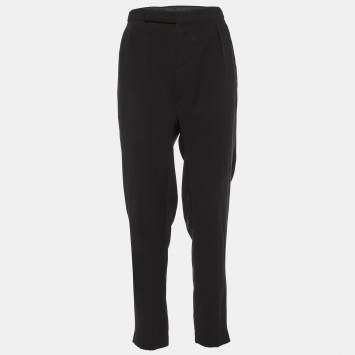 Pre Owned Lanvin Black Crepe Tapered Trousers M