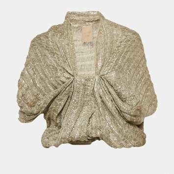 Lanvin Gold Lurex Knit Drape Style Top M