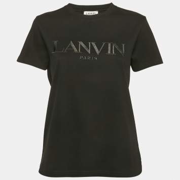 Lanvin Black Logo Embroidered Cotton Jersey T-Shirt M