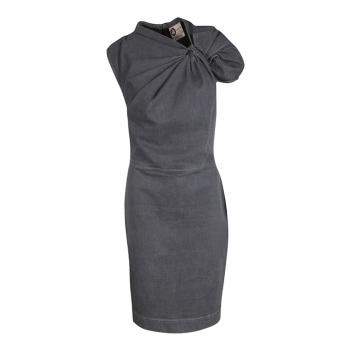 Pre Owned Lanvin X Acne Grey Washed Denim Twist Front Detail Sleeveless Dress M