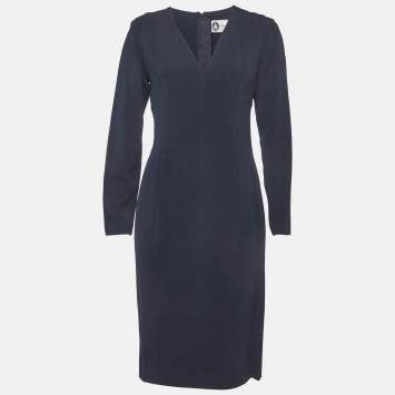 مملوكة مسبقًا فستان لانفان كريب أزرق كحلي قصير متوسط