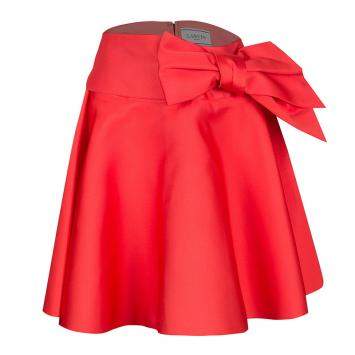 Pre Owned Lanvin Red Sash Bow Belt Detail Flared Circular Skirt S