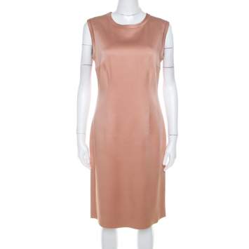  Lanvin  Beige Stretch-Wool Sleeveless Sheath Dress M 