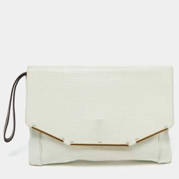 Pre Owned Lanvin White Leather Miss Sartorial Wristlet Clutch