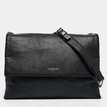 Pre Owned Lanvin Black Leather Sugar Flap Bag