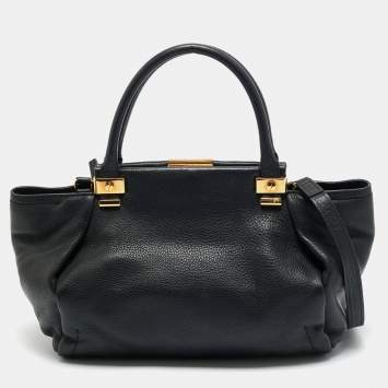 Pre Owned Lanvin Black Leather Trilogy Tote