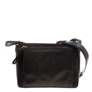 Pre Owned Lanvin Black Python Shoulder Bag
