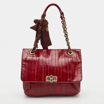 Pre Owned Lanvin Happy Red Eel Leather Shoulder Bag