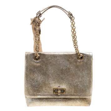 Pre Owned Lanvin Gold Leather Happy Shoulder Bag