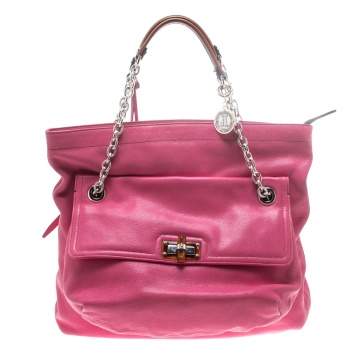 Pre Owned Lanvin Pink Leather Chain Shoulder Bag