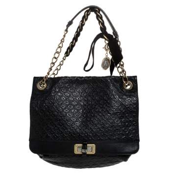 Pre Owned Lanvin Black Leather Happy Shoulder Bag