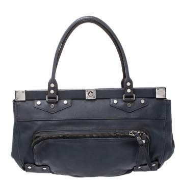Pre Owned Lanvin Blue Leather Frame Satchel 