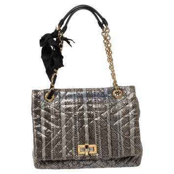 Pre Owned Lanvin Blue Python Happy Shoulder Bag