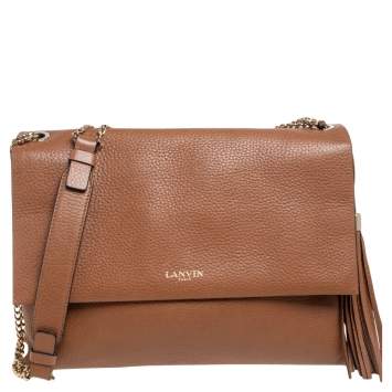 Pre Owned Lanvin Brown Leather Sugar Tassel Flap Shoulder Bag