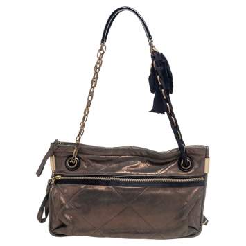 Pre Owned Lanvin Gold Quilted Leather Amalia Shoulder Bag