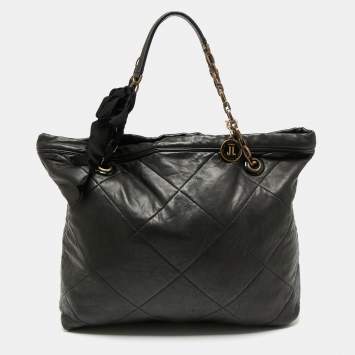 Pre Owned Lanvin Black Quilted Leather Amalia Cabas Tote