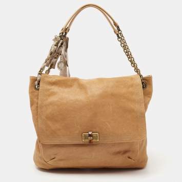 Pre Owned Lanvin Tan Leather Happy Shoulder Bag