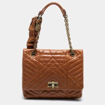 Pre Owned Lanvin Brown Quilted Leather Happy Shoulder Bag