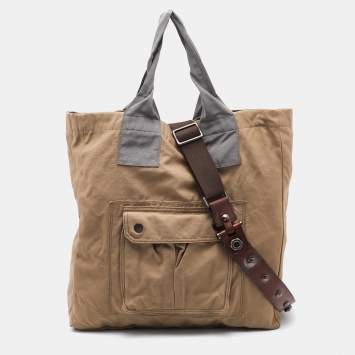 Pre Owned Lanvin Beige/Grey Fabric Shopper Tote