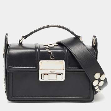 Pre Owned Lanvin Black Leather Mini Jiji Studded Crossbody Bag