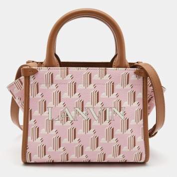 Pre Owned Lanvin Pink/Brown Printed Coated Canvas and Leather In&Out Tote
