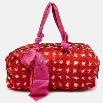 Pre Owned Lanvin Multicolor Printed Nylon Duffle Bag