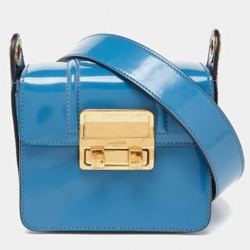Pre Owned Lanvin Blue Patent Leather Jiji Shoulder Bag
