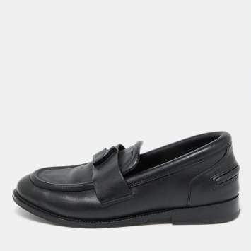 Pre Owned Lanvin Black Leather Slip on Loafers Size 41