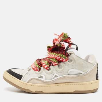 Pre Owned Lanvin Multicolor Leather and Suede Curb Chunky Sneakers Size 40