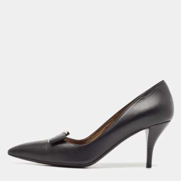 Pre Owned Lanvin Black Leather Pointed Toe Pumps Size 39