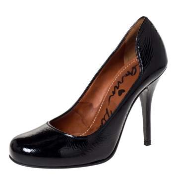 Pre Owned Lanvin Black Patent Leather Pumps Size 37