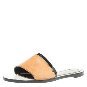 مملوكة مسبقًا Lanvin Brown Leather Flat Slides Size 41