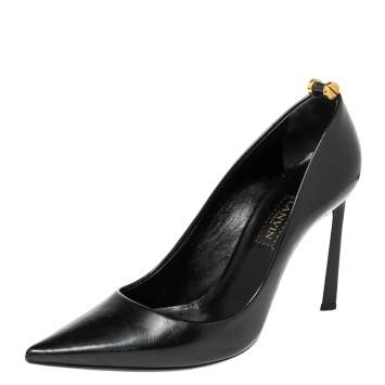 Pre Owned Lanvin Black Patent Leather Pointed Toe Pumps Size 38.5