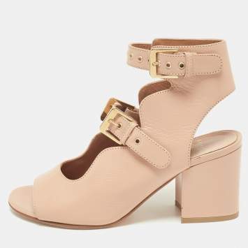 Pre Owned Laurence Dacade Beige Leather Stappy Open Toe Sandals Size 38.5