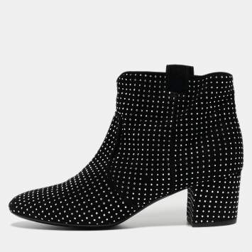 Pre Owned Laurence Dacade Black Suede Pete Studded Ankle Boots Size 39.5