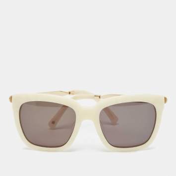 Pre Owned Lauren Paul Canada White/Black Blackburn Square Sunglasses