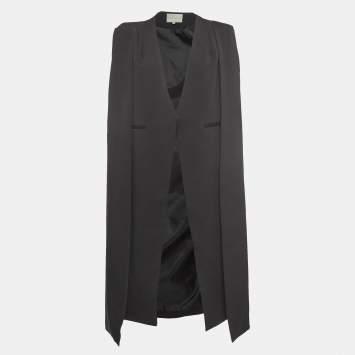 Pre Owned Lavish Alice Black Stretch Crepe Long Cape Blazer M