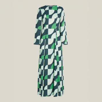 Pre Owned LAYEUR Green Wharton Fit and Flare Maxi Dress FR 44
