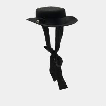 Pre Owned LE SH KA Black Felt Canotier S