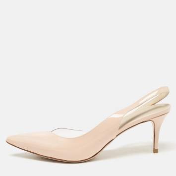 Pre Owned Le Silla Pink Patent Leather and PVC Slingback Pumps Size 39