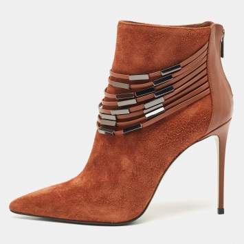 Le Silla Brown Leather and Suede Ankle Booties Size 37