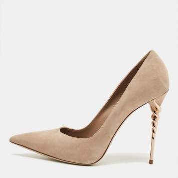مملوكة مسبقًا Le Silla Beige Suede Pointed Toe Pumps Size 41