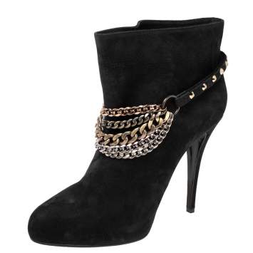 Pre Owned Le Silla Black Suede Stivaletto Ankle Boots Size 40
