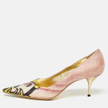 Pre Owned Le Silla Multicolor Fabric Pointed Toe Crystal Embellished Pumps Size 40