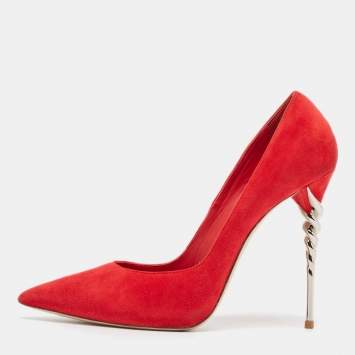 Pre Owned Le Silla Red Suede Pointed Toe Pumps Size 40