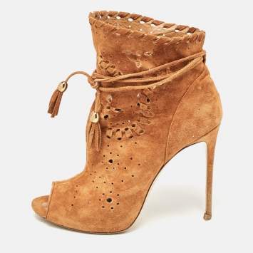 Le Silla Brown Suede Ankle Length Boots Size 37.5