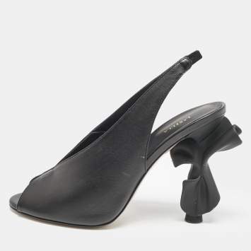 Le Silla Black Leather Candy Peep Toe Pumps Size 38