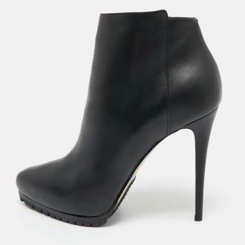 Pre Owned Le Silla Black Leather Ankle Length Boots Size 40
